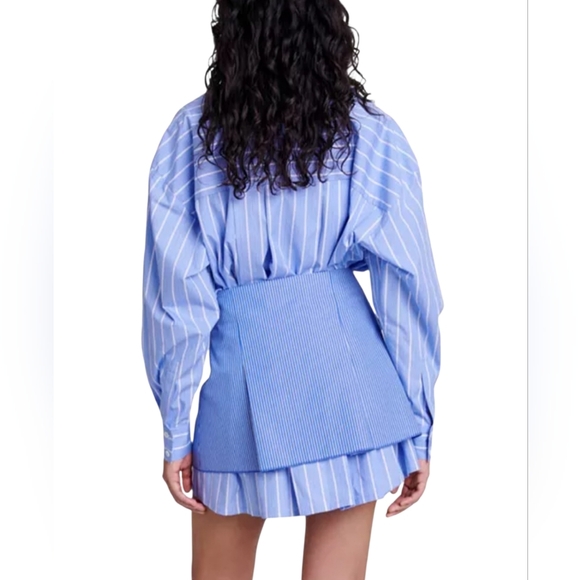 Maje 2-in-1 Striped Shirt Dress Removable Skirt Blue Size 38 US 6 NWT - Picture 5 of 17
